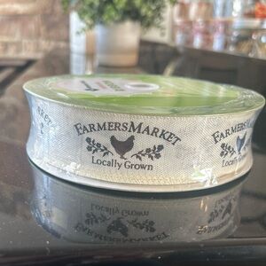 NWT Members Mark Premium Wired Ribbon Farmers Market Chicken Text 50 Y x 1.5” W